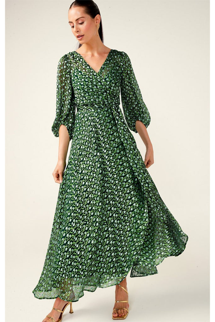 SACHA DRAKE Wonderland Silk Maxi Gown Wrap - Emerald Poppy – Smoke \u0026  Mirrors Boutique